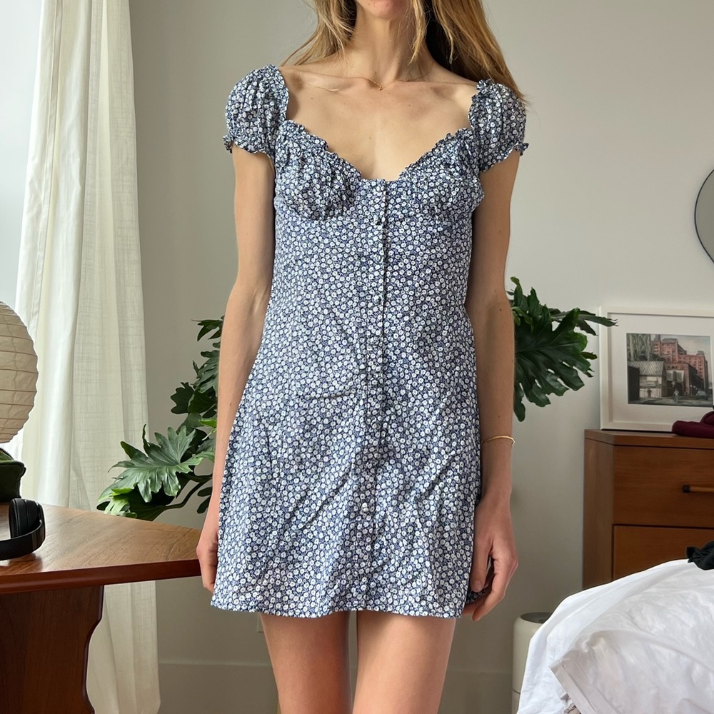 Floral Blue Mini Dress
